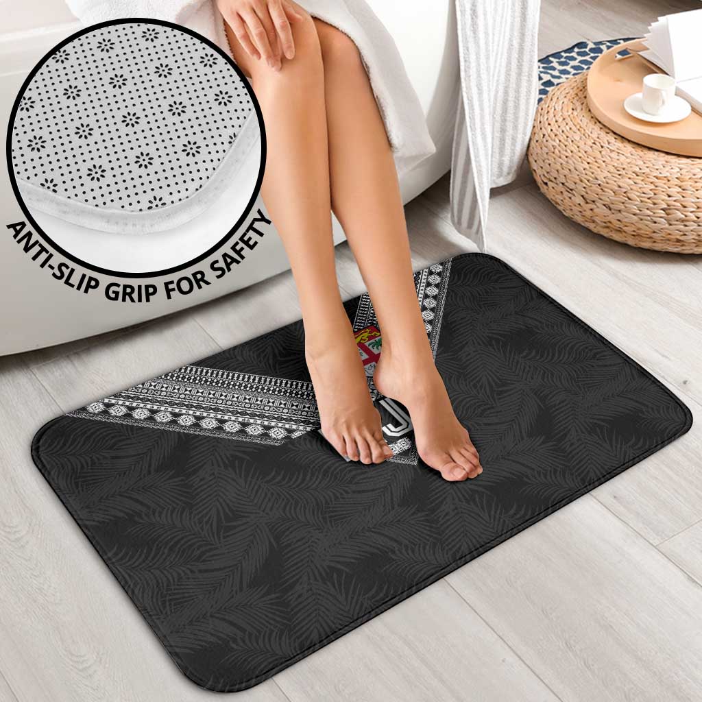 Rugby Fiji Bathroom Set Fijian Masi Tribal Sporty Style Black Color - Polynesian Pride