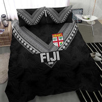 Rugby Fiji Bedding Set Fijian Masi Tribal Sporty Style Black Color - Polynesian Pride