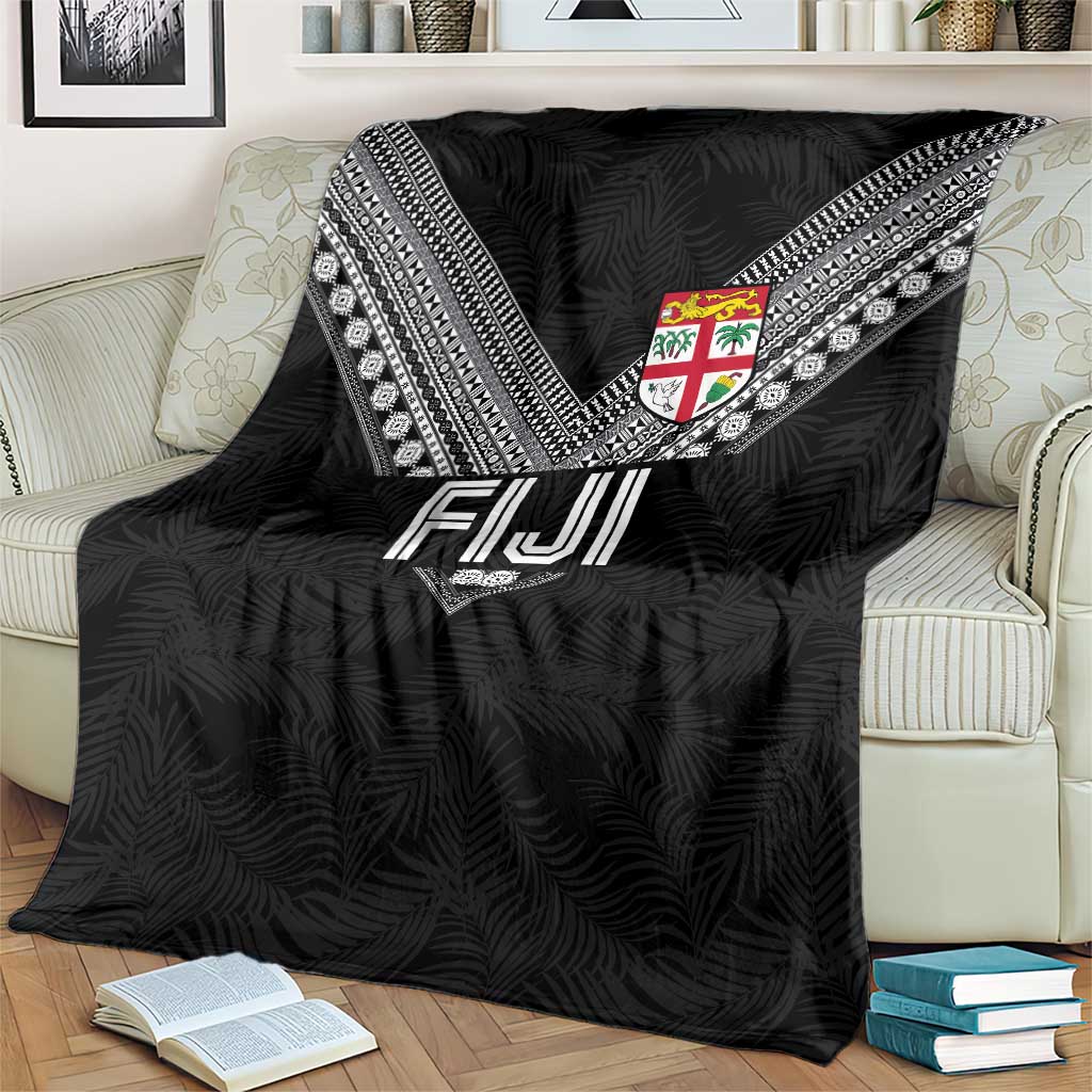 Rugby Fiji Blanket Fijian Masi Tribal Sporty Style Black Color - Polynesian Pride