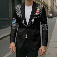 Custom Rugby Fiji Blazer Fijian Masi Tribal Sporty Style Black Color - Polynesian Pride