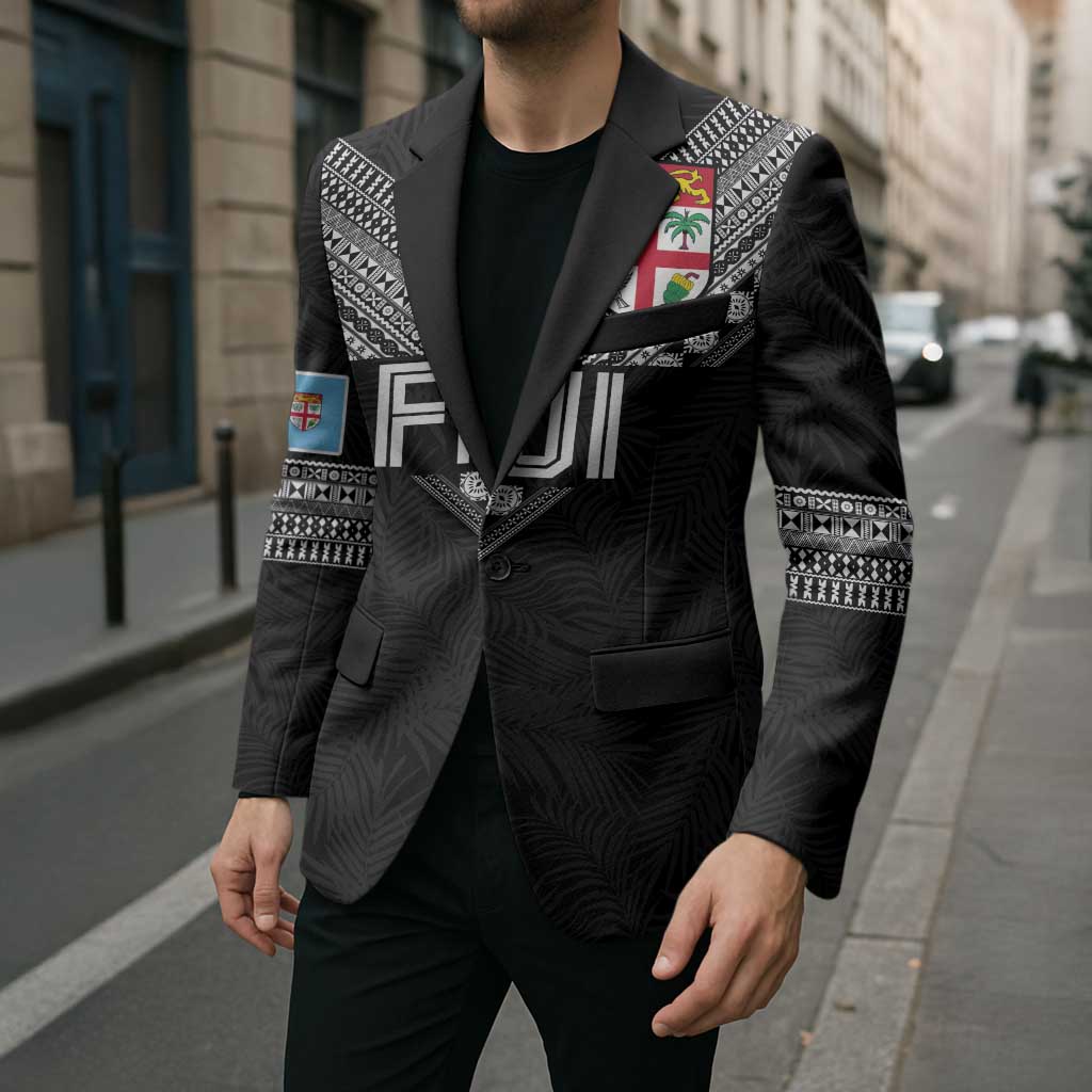 Custom Rugby Fiji Blazer Fijian Masi Tribal Sporty Style Black Color - Polynesian Pride