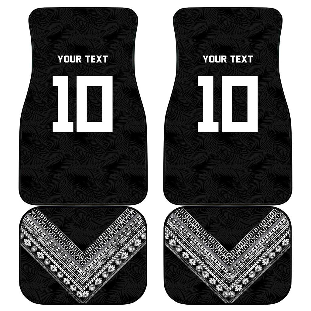 Rugby Fiji Car Mats Fijian Masi Tribal Sporty Style Black Color - Polynesian Pride