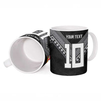 Custom Rugby Fiji Ceramic Mug Fijian Masi Tribal Sporty Style Black Color - Polynesian Pride