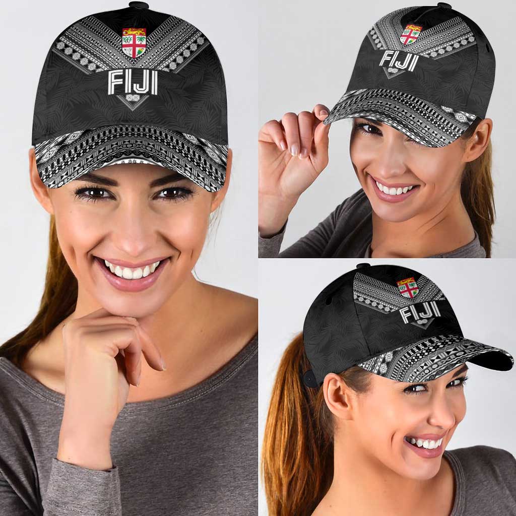 Rugby Fiji Classic Cap Fijian Masi Tribal Sporty Style Black Color - Polynesian Pride