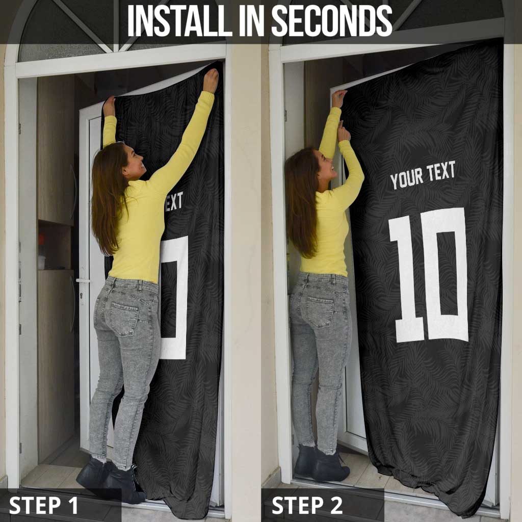 Custom Rugby Fiji Door Cover Fijian Masi Tribal Sporty Style Black Color - Polynesian Pride