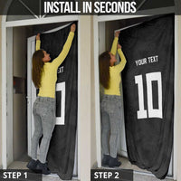 Custom Rugby Fiji Door Cover Fijian Masi Tribal Sporty Style Black Color - Polynesian Pride