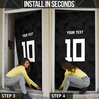 Custom Rugby Fiji Door Cover Fijian Masi Tribal Sporty Style Black Color - Polynesian Pride