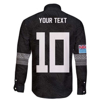 Custom Rugby Fiji Family Matching Summer Maxi Dress and Hawaiian Shirt Fijian Masi Tribal Sporty Style Black Color - Polynesian Pride