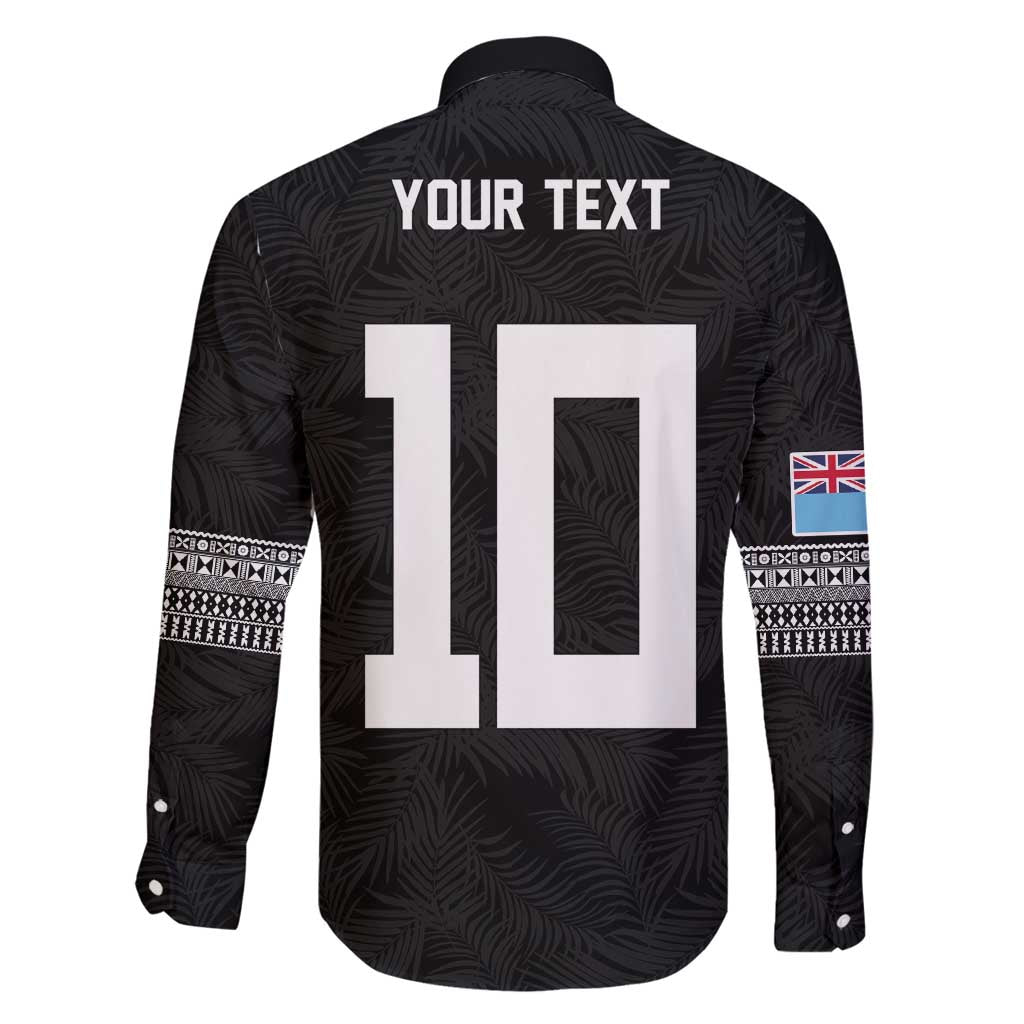 Custom Rugby Fiji Family Matching Tank Maxi Dress and Hawaiian Shirt Fijian Masi Tribal Sporty Style Black Color - Polynesian Pride