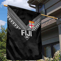 Rugby Fiji Garden Flag Fijian Masi Tribal Sporty Style Black Color - Polynesian Pride