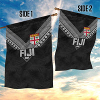 Rugby Fiji Garden Flag Fijian Masi Tribal Sporty Style Black Color - Polynesian Pride