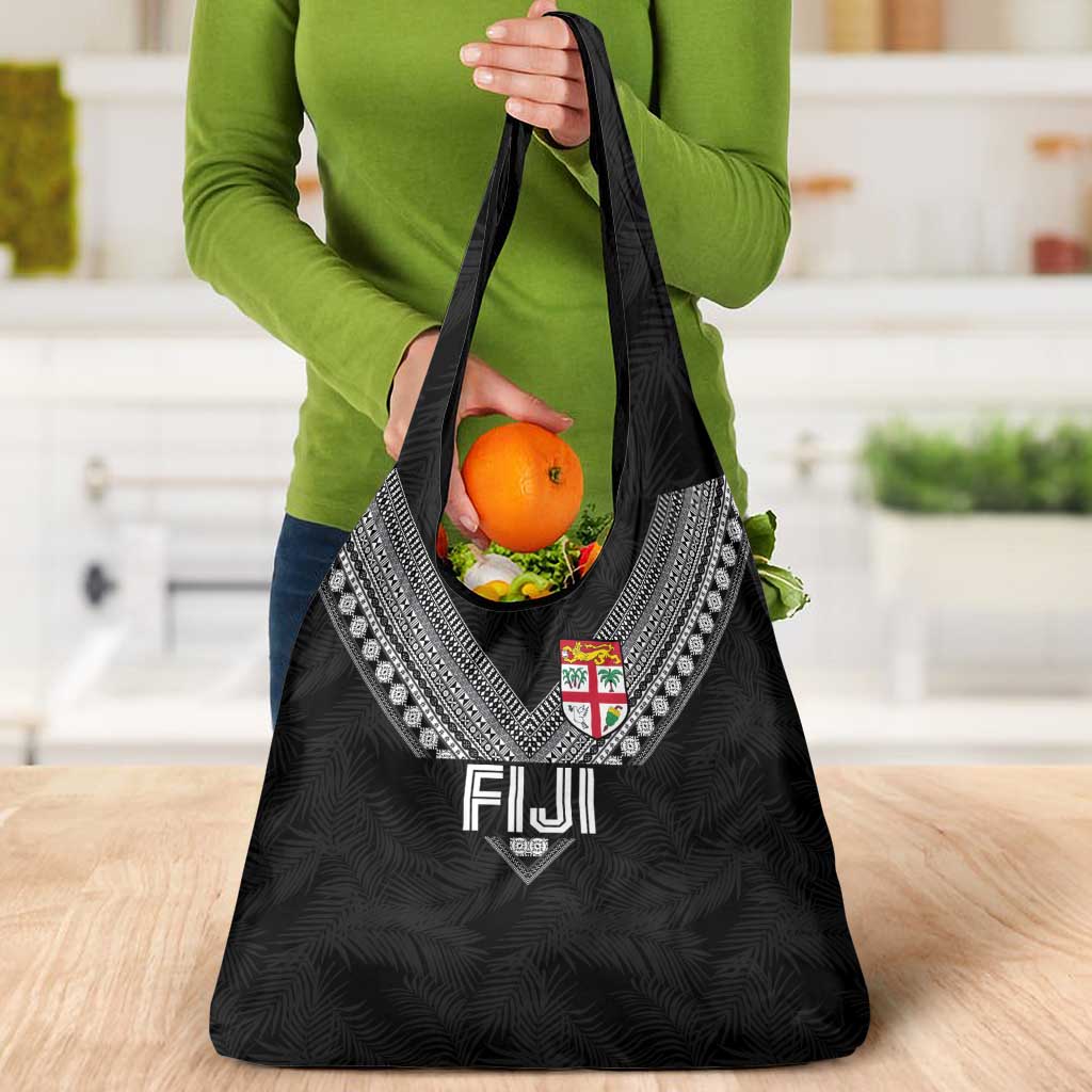 Rugby Fiji Grocery Bag Fijian Masi Tribal Sporty Style Black Color - Polynesian Pride