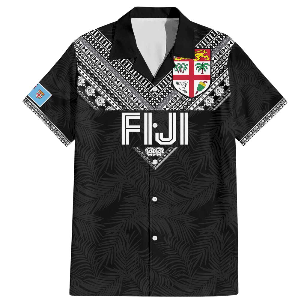Custom Rugby Fiji Hawaiian Shirt Fijian Masi Tribal Sporty Style Black Color - Polynesian Pride
