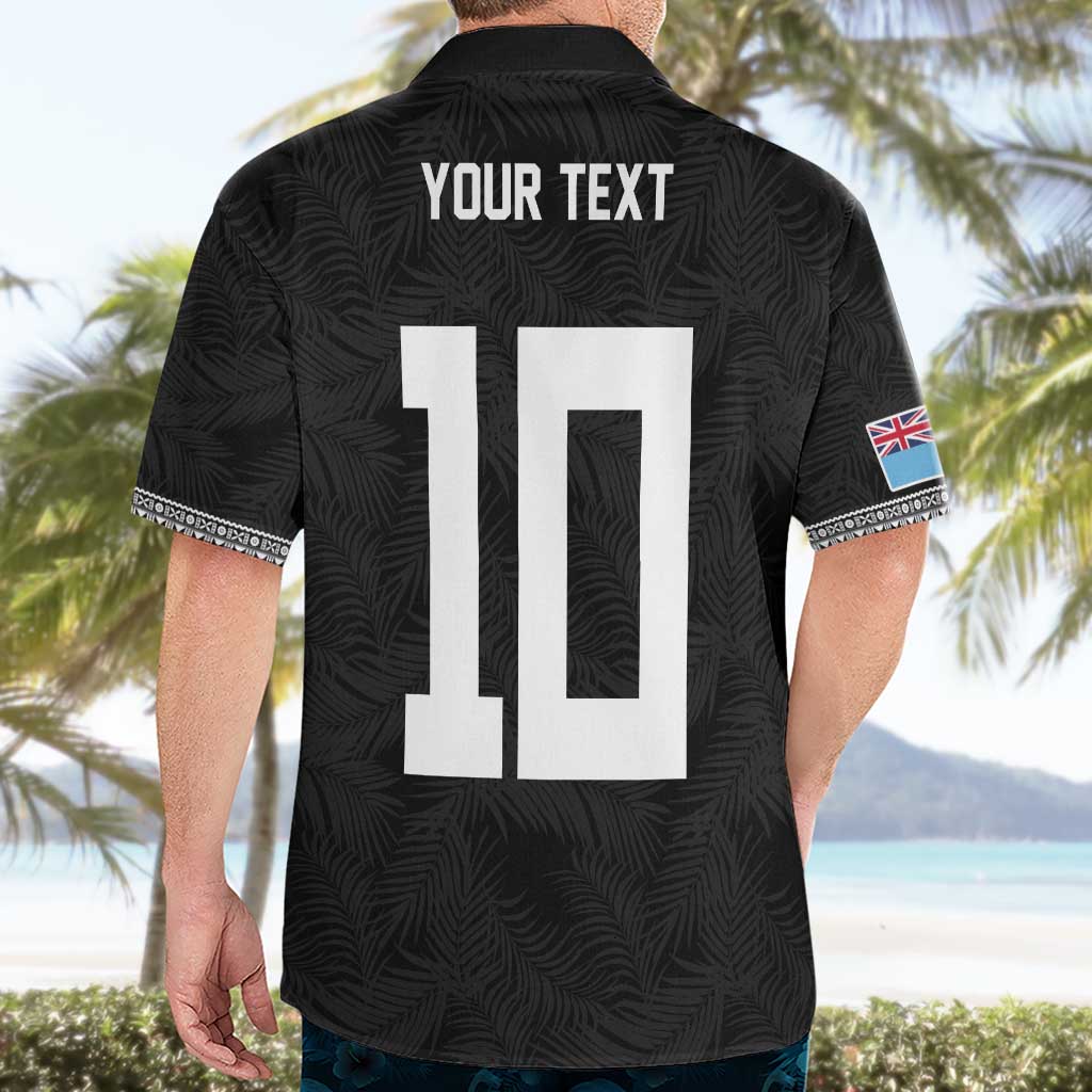Custom Rugby Fiji Hawaiian Shirt Fijian Masi Tribal Sporty Style Black Color - Polynesian Pride