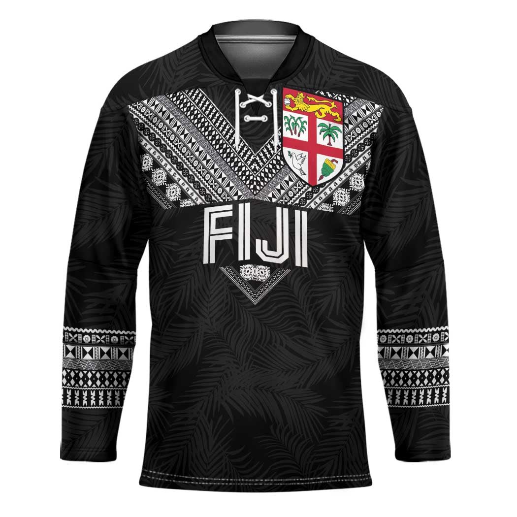 Custom Rugby Fiji Hockey Jersey Fijian Masi Tribal Sporty Style Black Color - Polynesian Pride