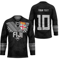 Custom Rugby Fiji Hockey Jersey Fijian Masi Tribal Sporty Style Black Color - Polynesian Pride