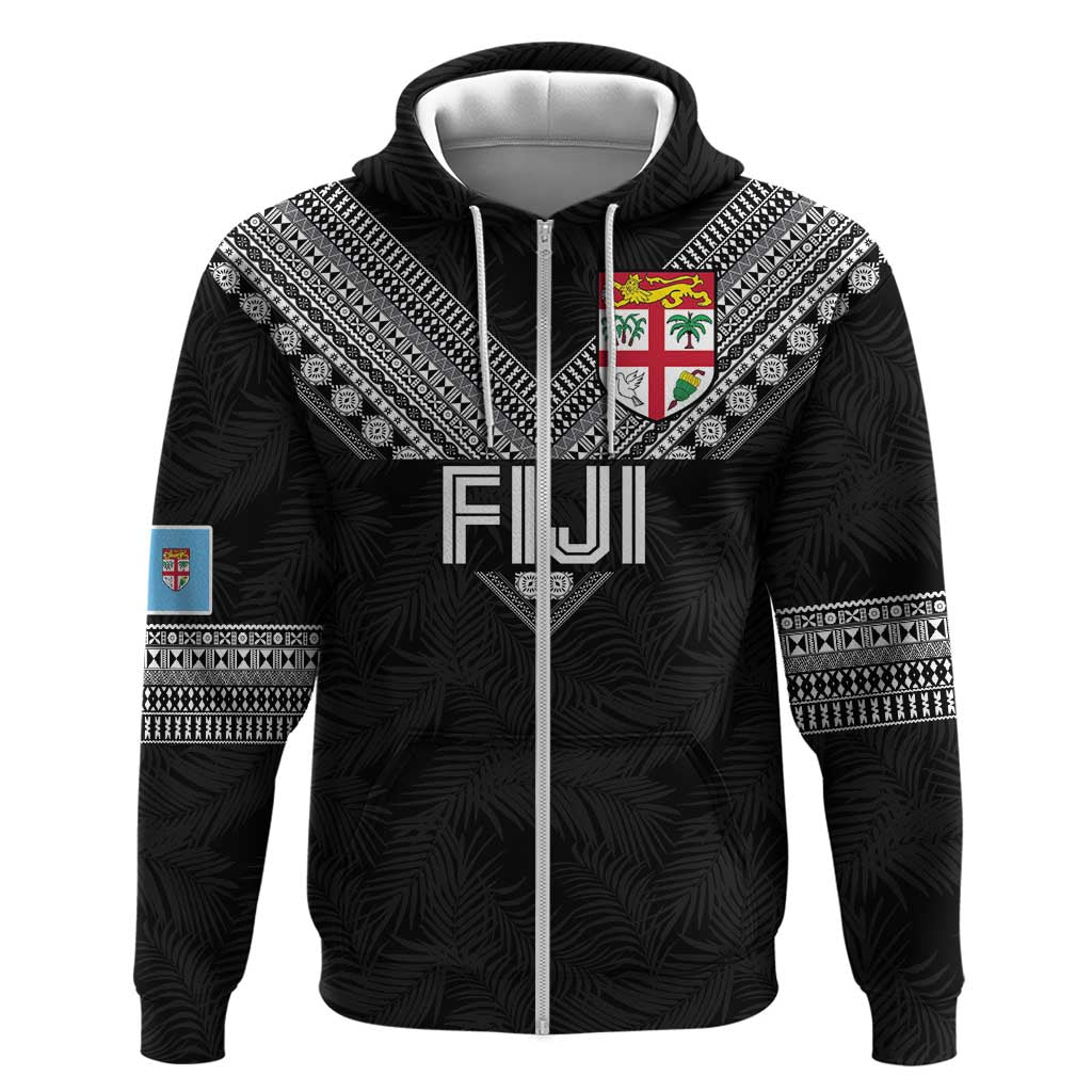 Custom Rugby Fiji Hoodie Fijian Masi Tribal Sporty Style Black Color - Polynesian Pride