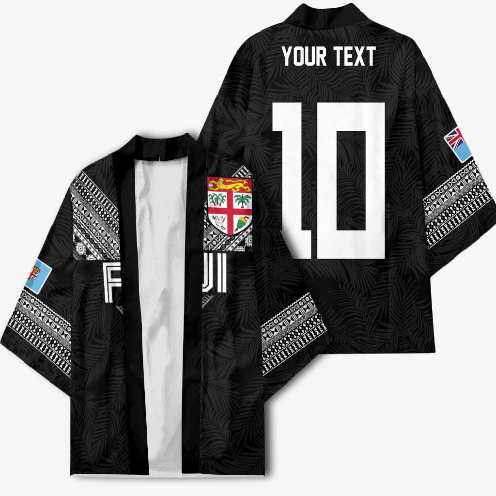 Custom Rugby Fiji Kimono Fijian Masi Tribal Sporty Style Black Color - Polynesian Pride