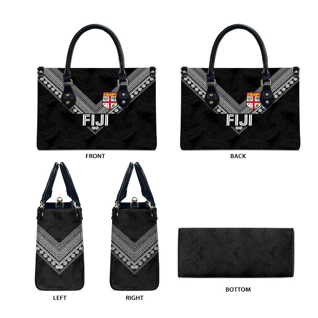 Rugby Fiji Leather Bag Fijian Masi Tribal Sporty Style Black Color - Polynesian Pride