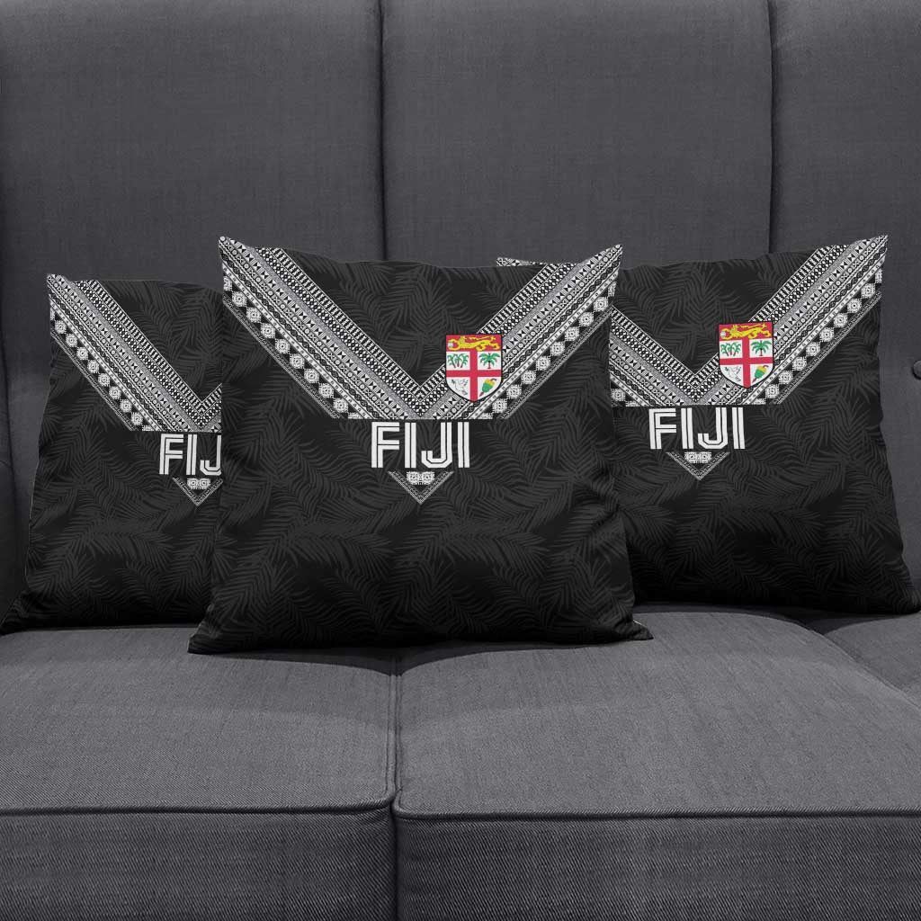 Rugby Fiji Pillow Cover Fijian Masi Tribal Sporty Style Black Color - Polynesian Pride
