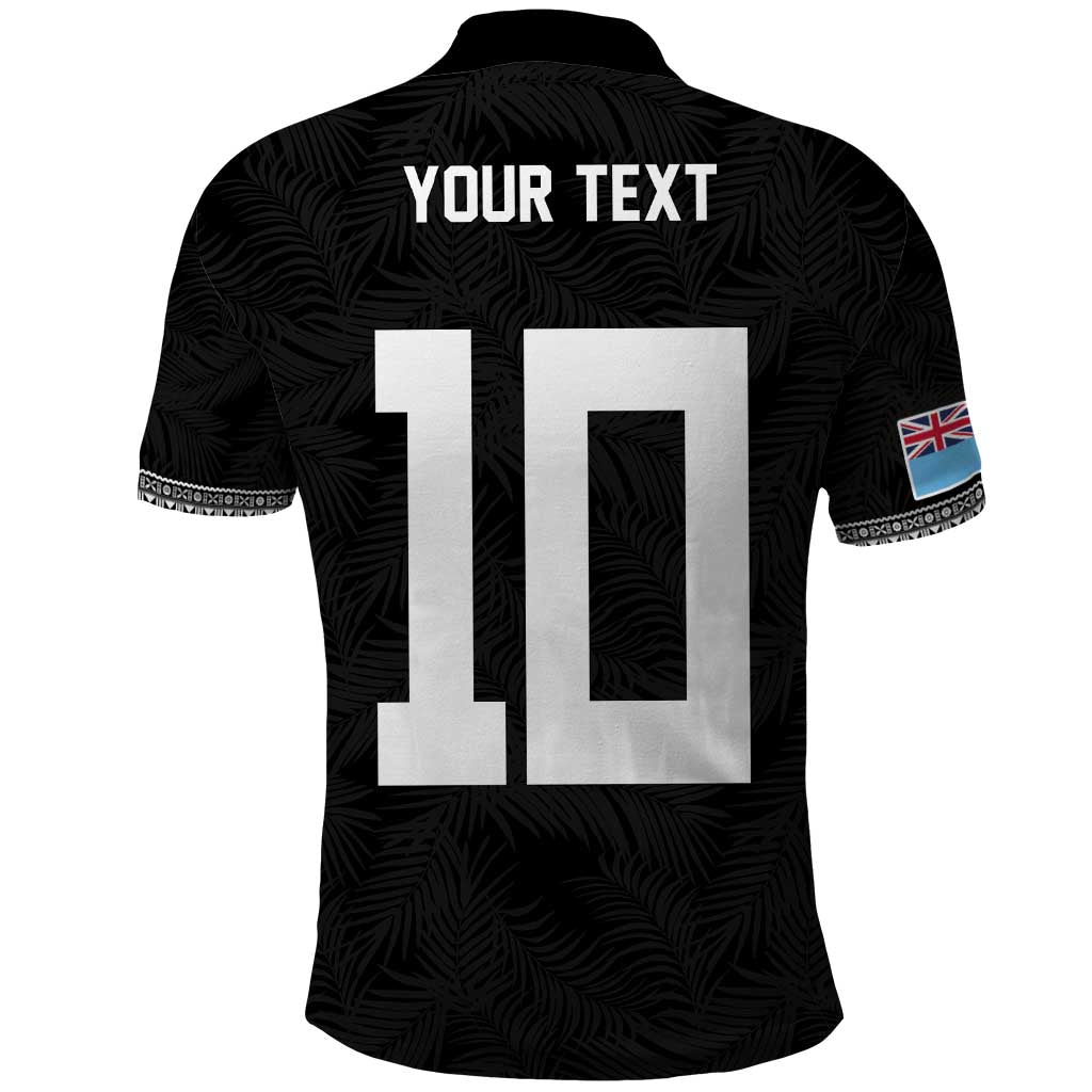 Custom Rugby Fiji Polo Shirt Fijian Masi Tribal Sporty Style Black Color - Polynesian Pride