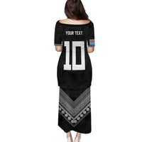 Custom Rugby Fiji Puletasi Fijian Masi Tribal Sporty Style Black Color - Polynesian Pride