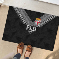 Rugby Fiji Rubber Doormat Fijian Masi Tribal Sporty Style Black Color - Polynesian Pride