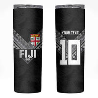 Custom Rugby Fiji Skinny Tumbler Fijian Masi Tribal Sporty Style Black Color - Polynesian Pride