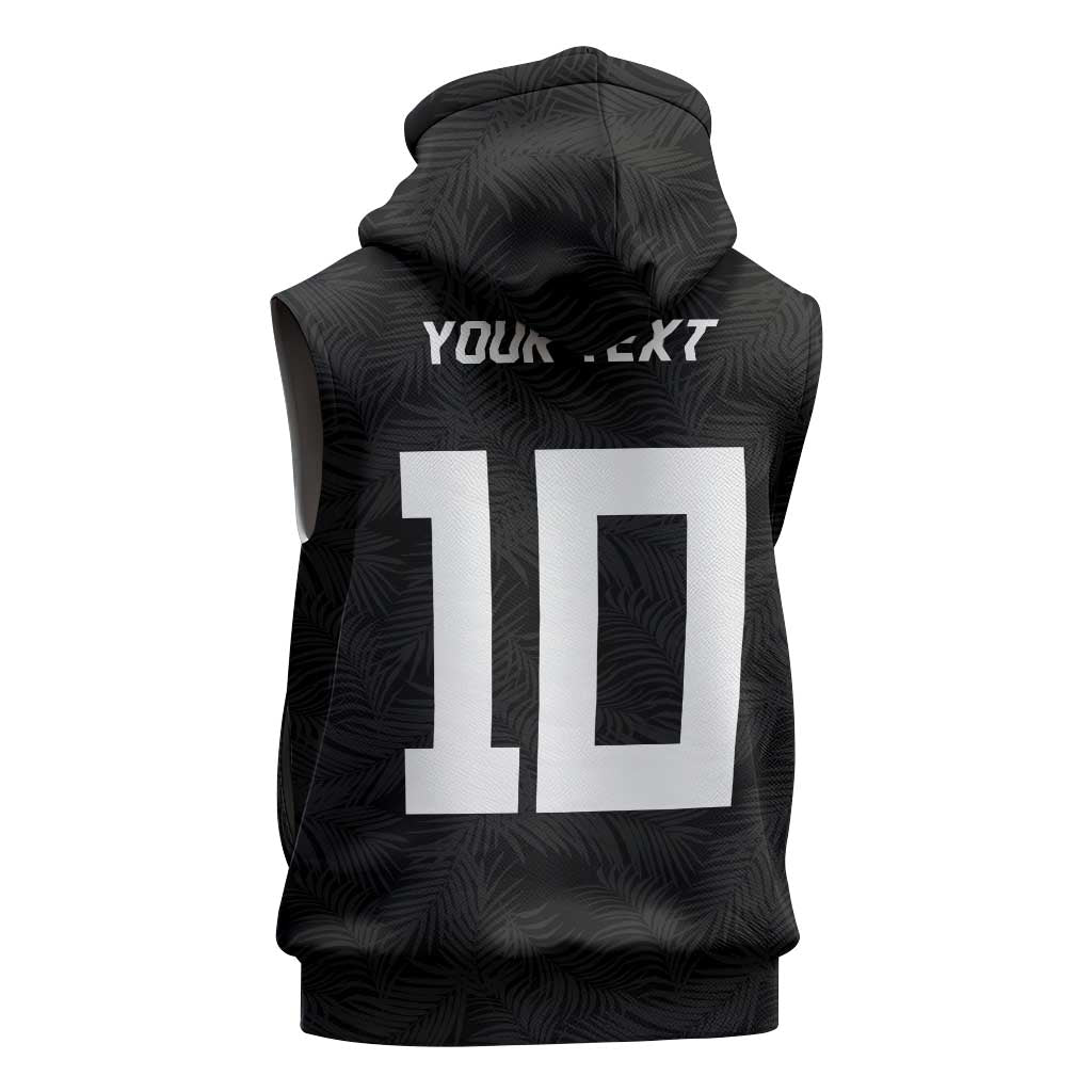 Custom Rugby Fiji Sleeveless Hoodie Fijian Masi Tribal Sporty Style Black Color - Polynesian Pride