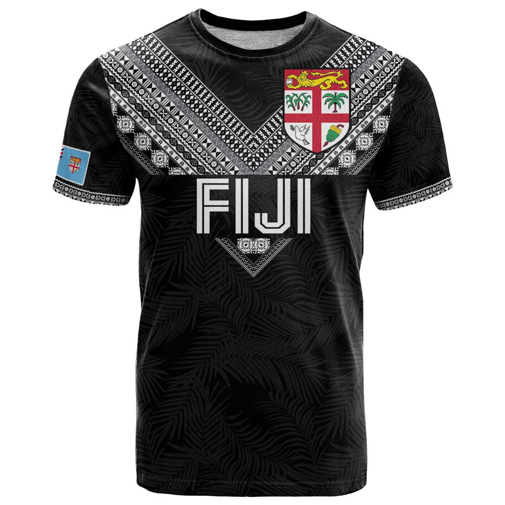 Custom Rugby Fiji T Shirt Fijian Masi Tribal Sporty Style Black Color - Polynesian Pride