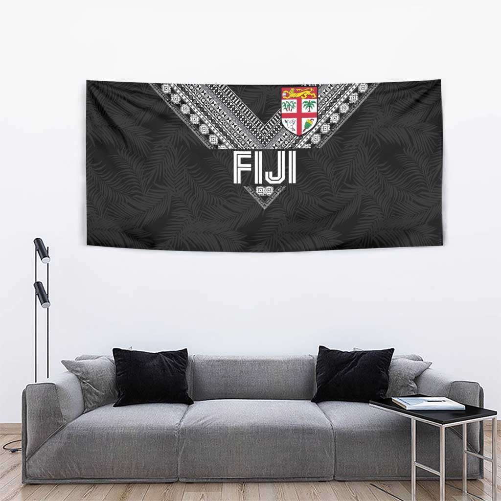 Rugby Fiji Tapestry Fijian Masi Tribal Sporty Style Black Color - Polynesian Pride