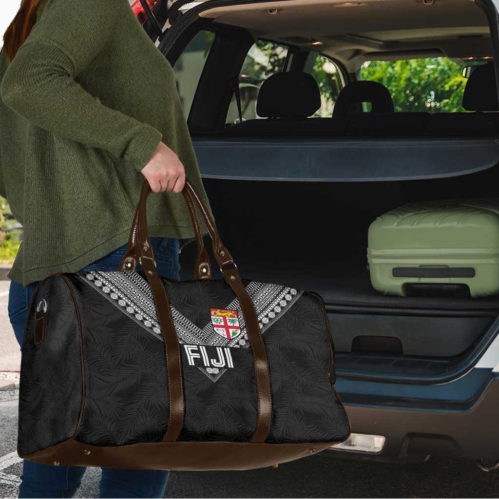 Rugby Fiji Travel Bag Fijian Masi Tribal Sporty Style Black Color - Polynesian Pride