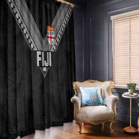 Rugby Fiji Window Curtain Fijian Masi Tribal Sporty Style Black Color - Polynesian Pride