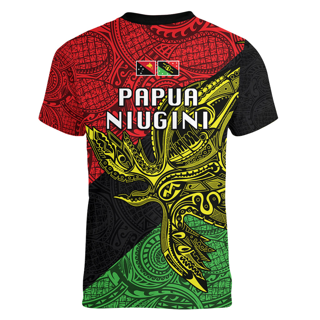 Papua New Guinea Southern Highlands Province Women V Neck T Shirt PNG Birds Of Paradise Polynesian Arty Style LT03 - Polynesian Pride