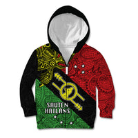 Personalised Papua New Guinea Southern Highlands Province Kid Hoodie PNG Birds Of Paradise Polynesian Arty Style LT03 Zip Hoodie Black - Polynesian Pride