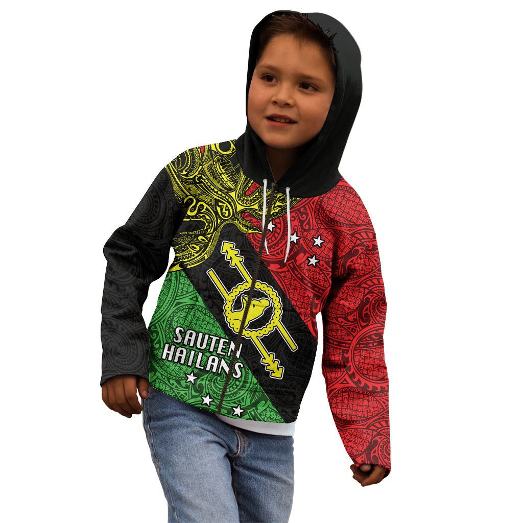 Personalised Papua New Guinea Southern Highlands Province Kid Hoodie PNG Birds Of Paradise Polynesian Arty Style LT03 - Polynesian Pride