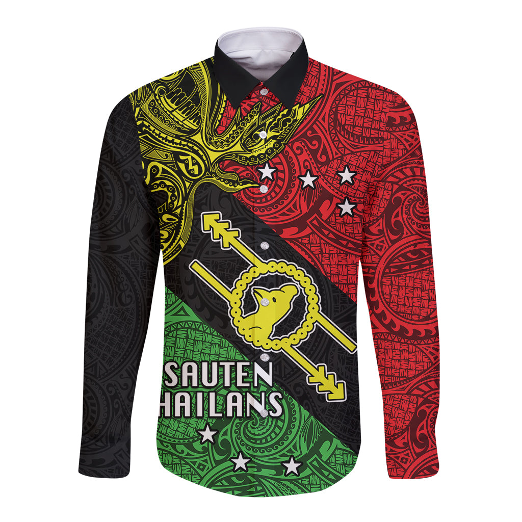 Personalised Papua New Guinea Southern Highlands Province Long Sleeve Button Shirt PNG Birds Of Paradise Polynesian Arty Style LT03 Unisex Black - Polynesian Pride