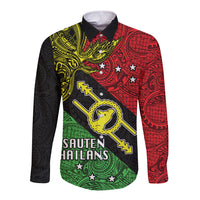 Personalised Papua New Guinea Southern Highlands Province Long Sleeve Button Shirt PNG Birds Of Paradise Polynesian Arty Style LT03 Unisex Black - Polynesian Pride