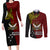 Papua New Guinea Western Province Couples Matching Long Sleeve Bodycon Dress and Long Sleeve Button Shirts PNG Birds Of Paradise Polynesian Arty Style LT03 Red - Polynesian Pride