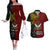 Personalised Papua New Guinea Western Province Couples Matching Off The Shoulder Long Sleeve Dress and Hawaiian Shirt PNG Birds Of Paradise Polynesian Arty Style LT03 Red - Polynesian Pride