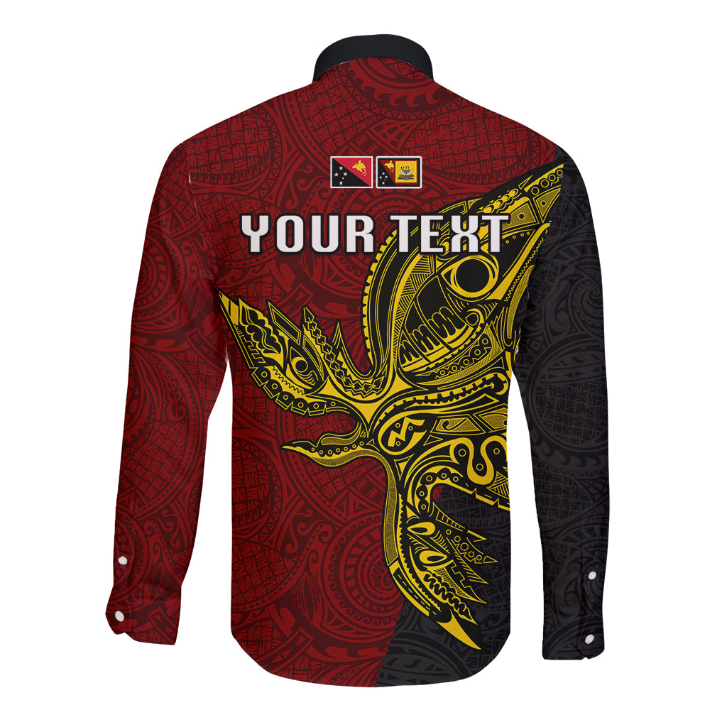 Personalised Papua New Guinea Western Province Long Sleeve Button Shirt PNG Birds Of Paradise Polynesian Arty Style LT03 - Polynesian Pride