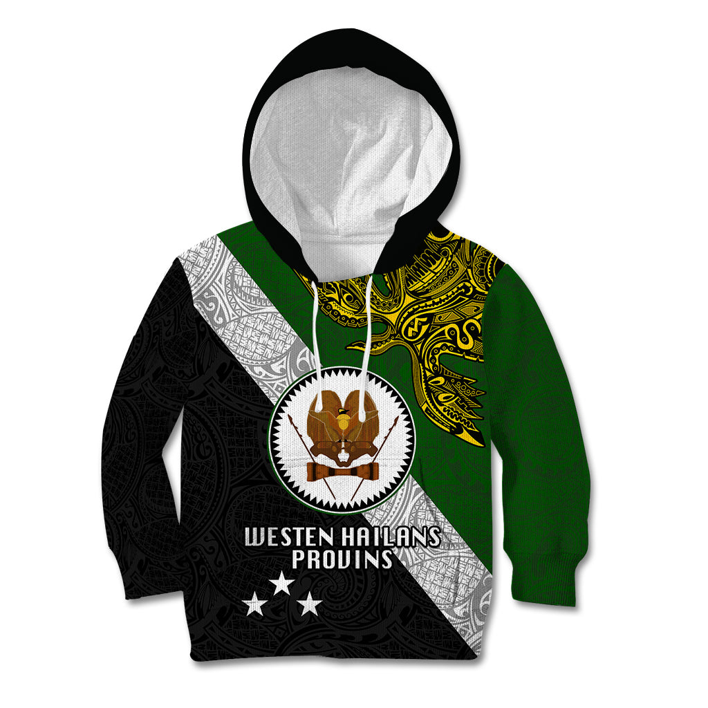 Papua New Guinea Western Highlands Province Kid Hoodie PNG Birds Of Paradise Polynesian Arty Style LT03 Hoodie Green - Polynesian Pride