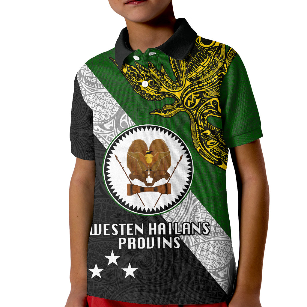 Papua New Guinea Western Highlands Province Kid Polo Shirt PNG Birds Of Paradise Polynesian Arty Style LT03 Kid Green - Polynesian Pride