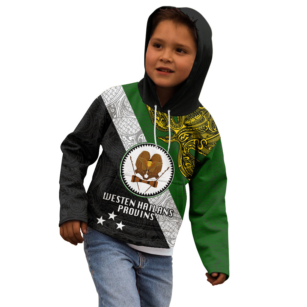 Personalised Papua New Guinea Western Highlands Province Kid Hoodie PNG Birds Of Paradise Polynesian Arty Style LT03 - Polynesian Pride