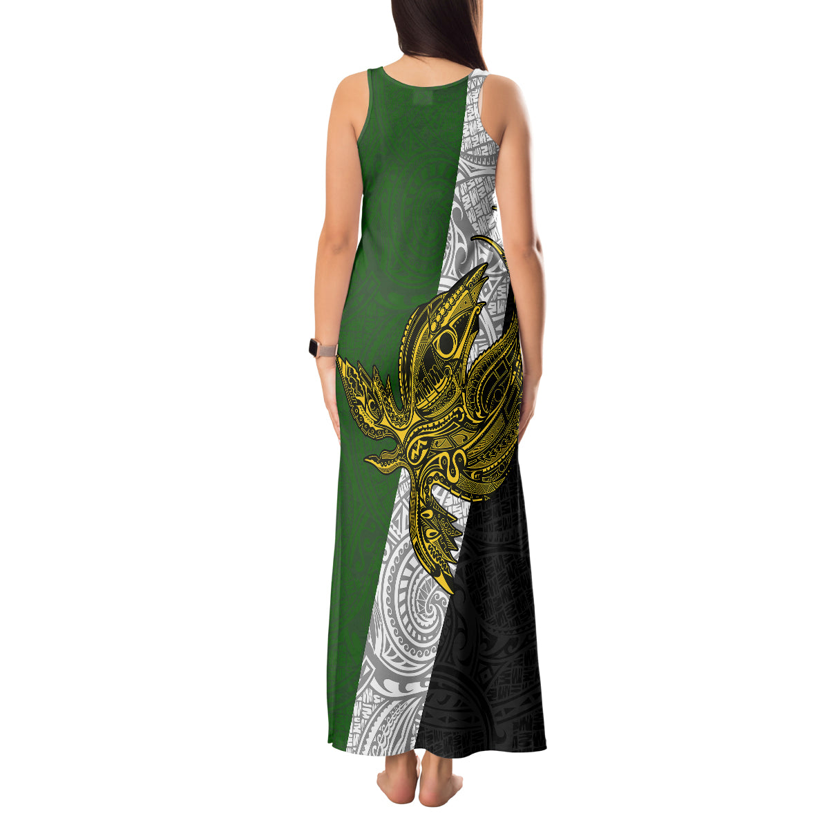 Personalised Papua New Guinea Western Highlands Province Tank Maxi Dress PNG Birds Of Paradise Polynesian Arty Style LT03 - Polynesian Pride