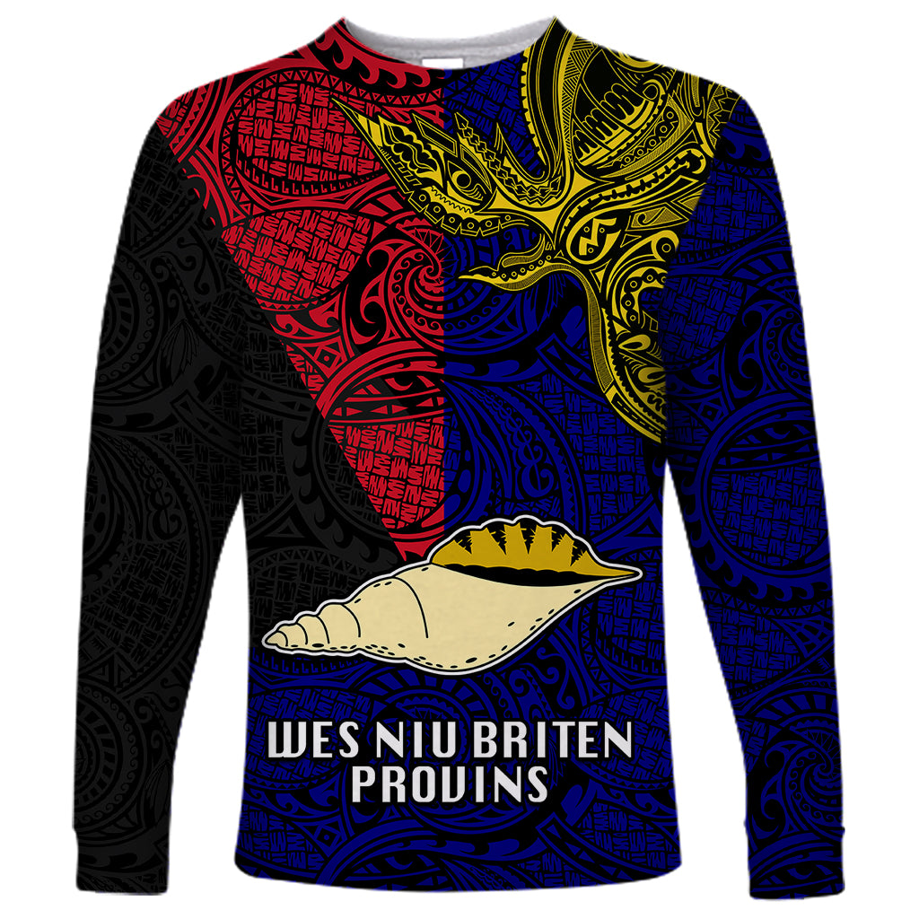 Papua New Guinea West New Britain Province Long Sleeve Shirt PNG Birds Of Paradise Polynesian Arty Style LT03 Unisex Blue - Polynesian Pride