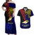 Personalised Papua New Guinea West New Britain Province Couples Matching Off Shoulder Maxi Dress and Hawaiian Shirt PNG Birds Of Paradise Polynesian Arty Style LT03 Blue - Polynesian Pride