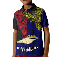 Personalised Papua New Guinea West New Britain Province Kid Polo Shirt PNG Birds Of Paradise Polynesian Arty Style LT03 Kid Blue - Polynesian Pride