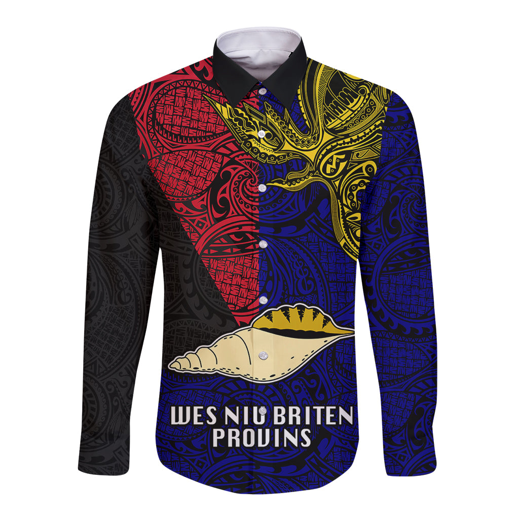 Personalised Papua New Guinea West New Britain Province Long Sleeve Button Shirt PNG Birds Of Paradise Polynesian Arty Style LT03 Unisex Blue - Polynesian Pride