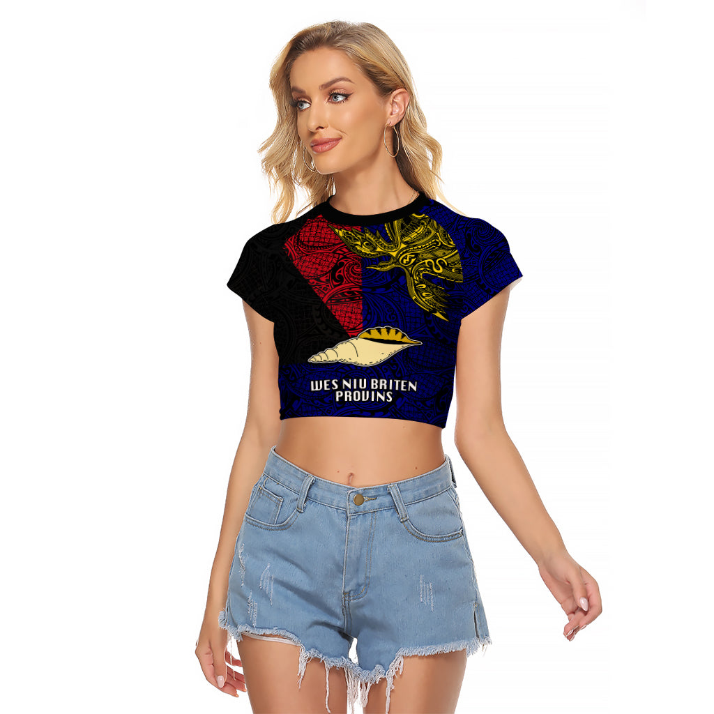 Personalised Papua New Guinea West New Britain Province Raglan Cropped T Shirt PNG Birds Of Paradise Polynesian Arty Style LT03 Female Blue - Polynesian Pride